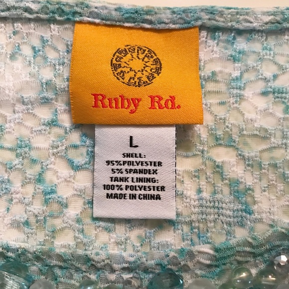 RUBY RD. WOMEN'S AQUA TOP SIZE L - Picture 5 of 6